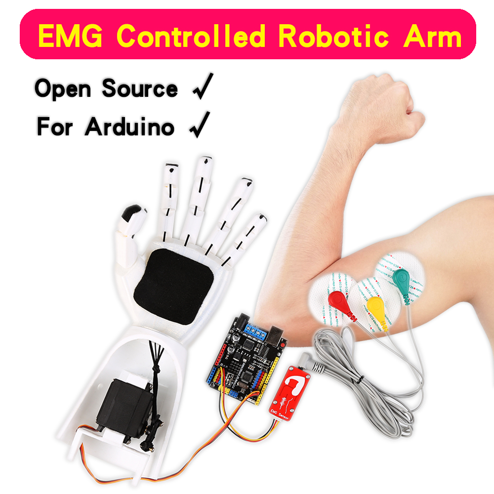 Science Robot - เซ็นเซอร์ EMG แขนหุ่นยนต์เซ็นเซอร์สัญญาณกล้ามเนื้อไฟฟ้าโครงการอาร์ดูอิโนแบบโอเพนซอร์ส