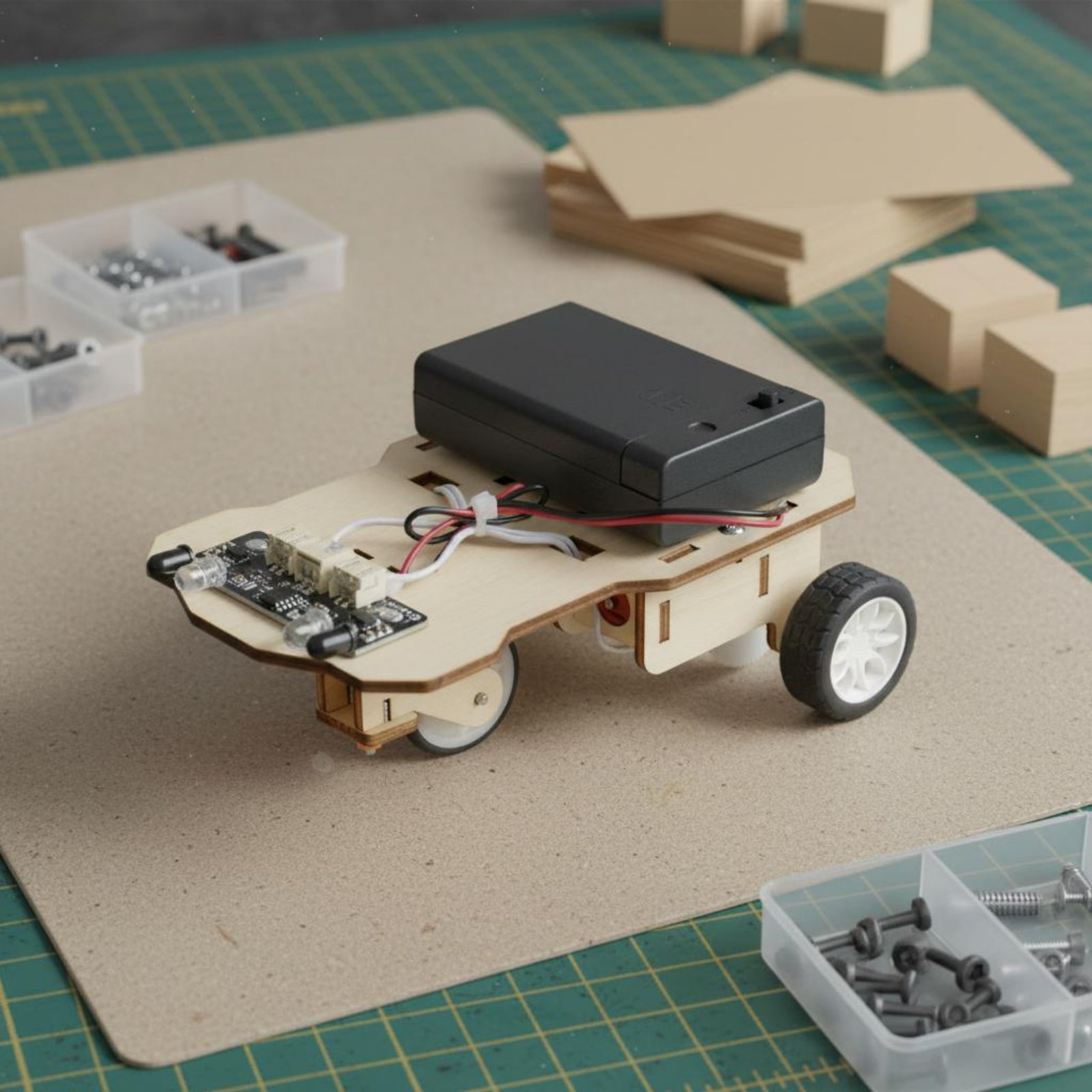 Science Robot - ชุดอุปกรณ์ยานยนต์อัจฉริยะไม้ ชุดการศึกษาวิทยาศาสตร์และเทคโนโลยี DIY ชุดอุปกรณ์ยานยนต์ติดตามอัตโนมัติ หุ่นยนต์เสริมสร้างความคิดสร้างสรรค์